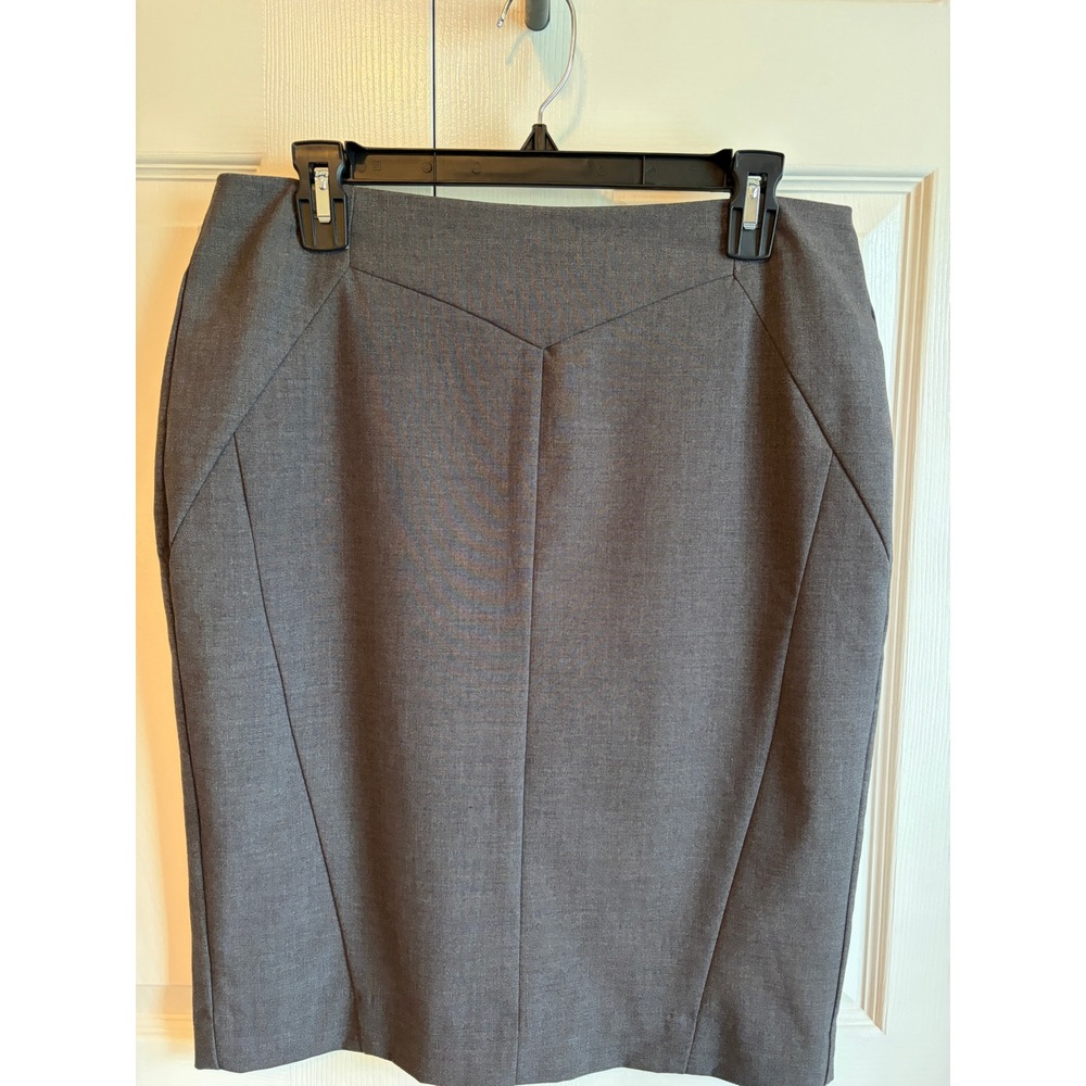 Worthington Womens Grey Pencil Skirt Size 10 Lined Career Knee Length Slit